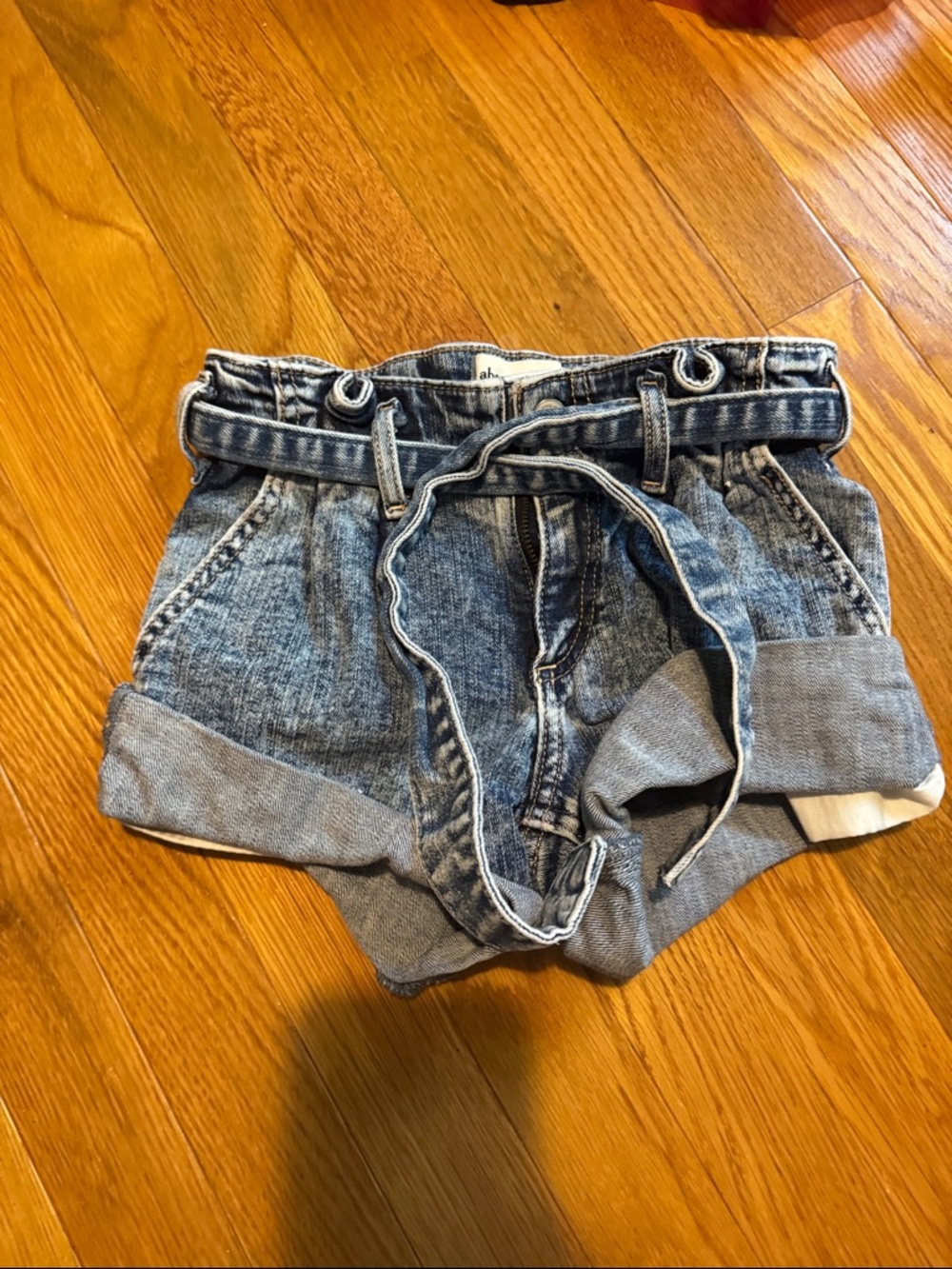 Abercrombie & Fitch Light Blue Paperbag Denim Shorts